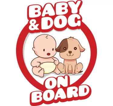 Naklejka na samochód dziecko i pies na pokładzie - TenStickers