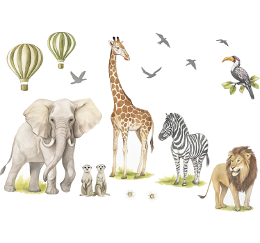 Naklejka na ścianę pastelowe balony safari - TenStickers