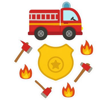 Naklejka na drzwi strażak dla dzieci - TenStickers