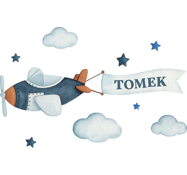 Naklejka na ścianę samolot i imię dziecka - TenStickers
