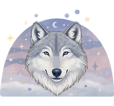 Naklejka na ścianę dla dzieci wilcza gwiaździsta noc - TenStickers