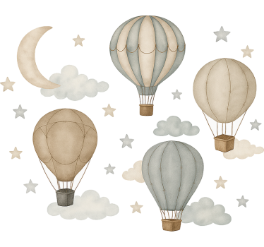 Naklejka na ścianę dla dzieci beżowe balony w gwiazdki - TenStickers