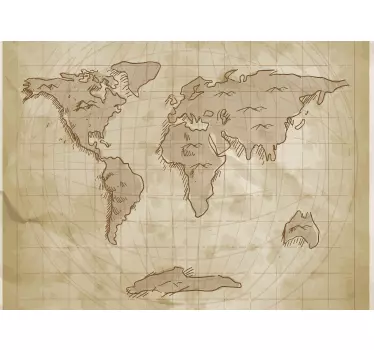 Naklejka na ścianę do sypialni stara mapa świata - TenStickers
