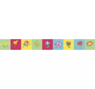 Naklejka na ścianę Kwiaty na kolorowych tłach - TenStickers