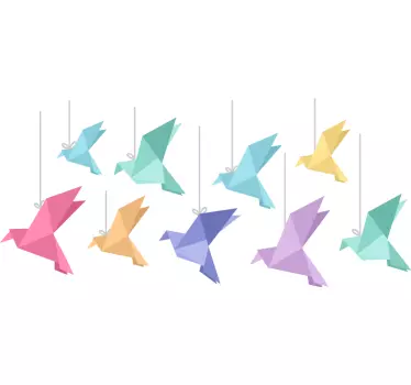 Naklejka na ścianę ptaki Kolorowe ptaki origami - TenStickers