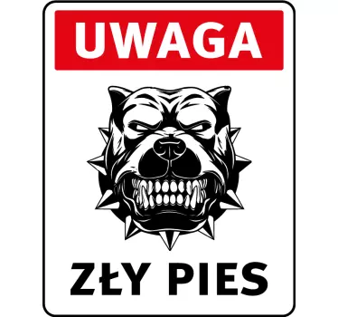 Naklejka Uwagazły pies - TenStickers