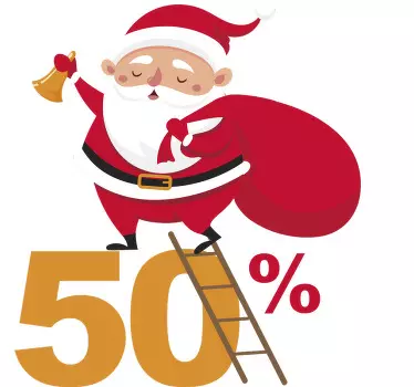 Naklejka świąteczna na witrynę sklepową Święty Mikołaj 50% - TenStickers