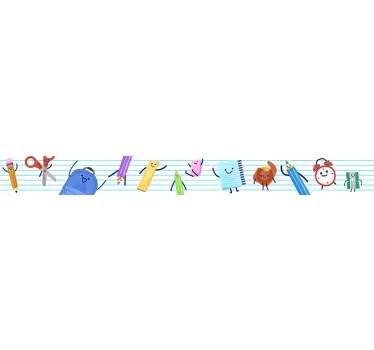 Kolorowa naklejka z  oryginalnym motywem przyborów szkolnych - TenStickers