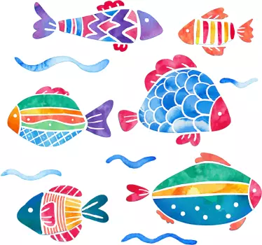 Naklejka do łazienki rybki a'la akwarela - TenStickers