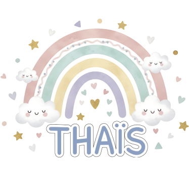 Naklejka na ścianę dla dzieci tęcza z imieniem - TenStickers