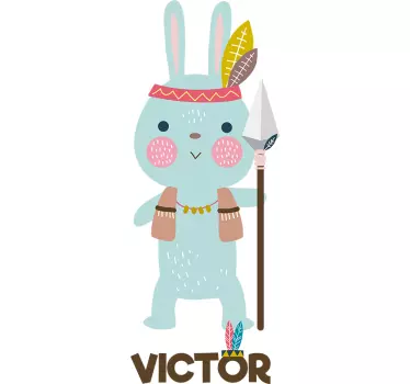 Naklejka na ścianę króliczek indianin z imieniem - TenStickers
