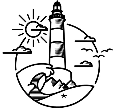 Naklejka na kampera marynistyczna latarnia i morze - TenStickers