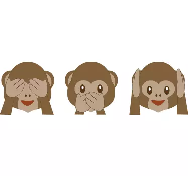 Naklejka na ścianę emotki małpki - TenStickers