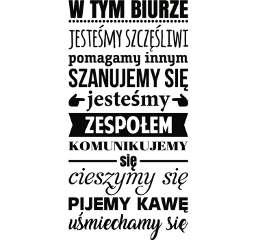 Naklejka na ścianę cytaty motywacyjne "zasady biura" - TenStickers