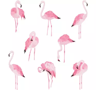 Naklejka na ścianę różowe flamingi - TenStickers