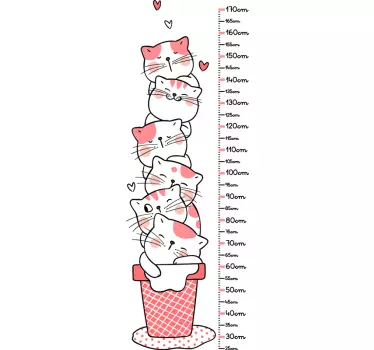 Naklejka na ścianę dla dzieci miarka wzrostu koty - TenStickers