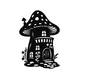 Naklejka na szyby bajkowy grzybowy domek - TenStickers