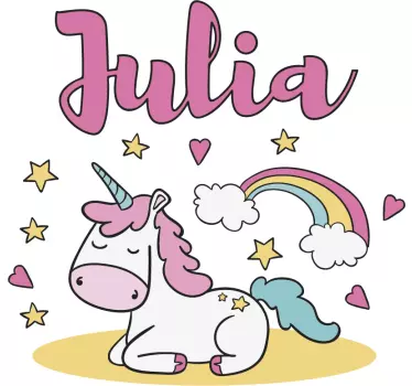 Naklejka z rysunkiem jednorożec bajka z imieniem - TenStickers