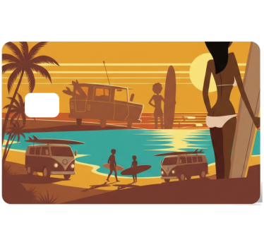 Naklejka na kartę zachód słońca na plaży retro - TenStickers