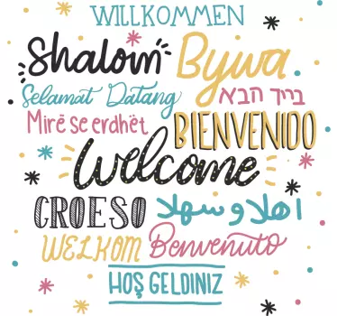 Naklejka na ścianę do przedpokoju Powitanie w językach świata - TenStickers