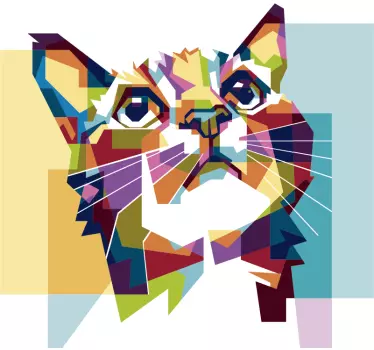 Naklejka na ścianę młodzieżowa Kolorowy kot geometryczny - TenStickers