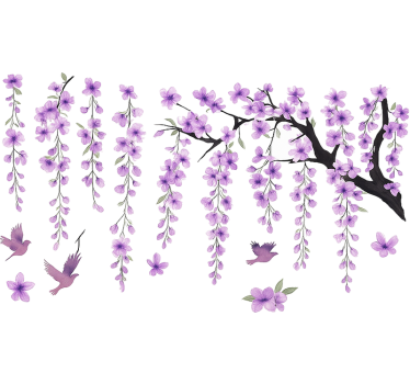Naklejka na ścianę fioletowe wiszące drzewo - TenStickers