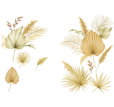 Naklejka na ścianę złote eleganckie liście palm - TenStickers