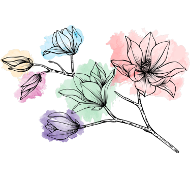 Naklejka na ścianę do sypialni Akwarelowa magnolia - TenStickers