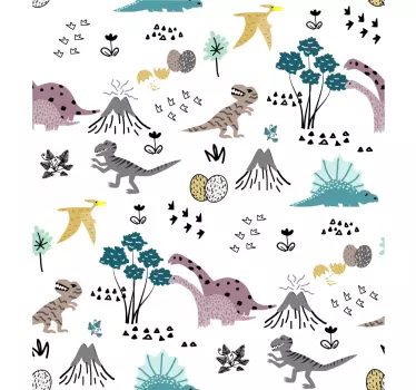 Okleina na meble dinozaury i wulkany - TenStickers