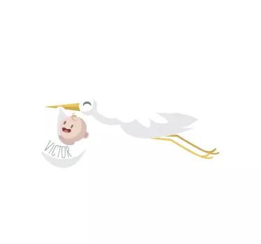 Naklejka na ścianę dla dzieci Bocian z dzieckiem - TenStickers