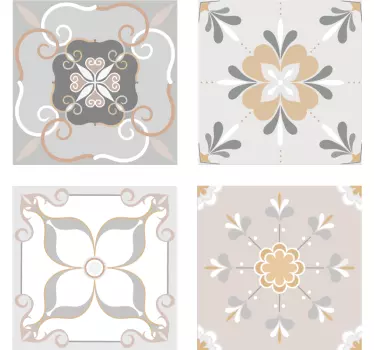 Naklejki na płytki stonowane ornamenty - TenStickers