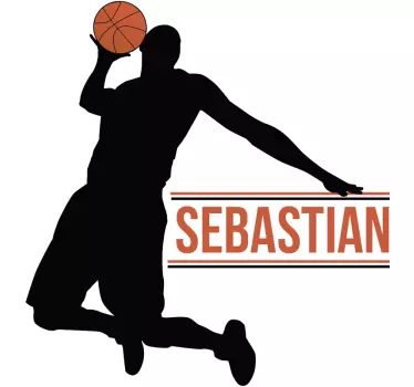 Naklejka na ścianę sylwetka koszykarz sport piłka - TenStickers