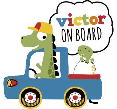 Naklejka na auto dziecko na pokładzie Dinozaur - TenStickers