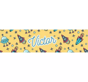 Naklejka kosmiczna rakiety i UFO granica - TenStickers