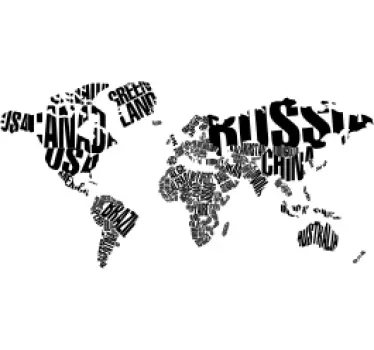 Naklejka na ścianę mapa świata nazwy państw - TenStickers
