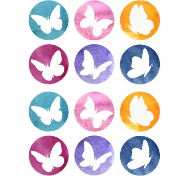 Naklejka na ścianę motyle kolorowe koła motyli - TenStickers