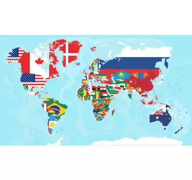 Naklejka ścienna mapa świata Flagi - TenStickers
