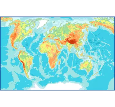 Naklejka ścienna mapa świata Mapa fizyczna - TenStickers