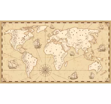Naklejka ścienna Mapa świata XIX wieku - TenStickers