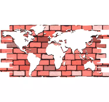 Naklejka ścienna mapa świata Cegła - TenStickers