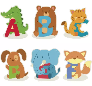 Naklejka na ścianę abecadło Zwierzęta alfabet dla dzieci - TenStickers
