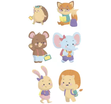 Naklejka na ścianę edukacja Szkoła dla dzieci zwierząt - TenStickers