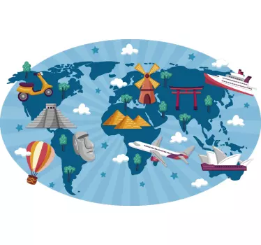 Naklejka na ścianę mapa świata Mapa świata dla dzieci - TenStickers
