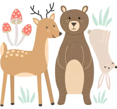 Naklejka na szybę zwierzątka leśne i grzyby - TenStickers