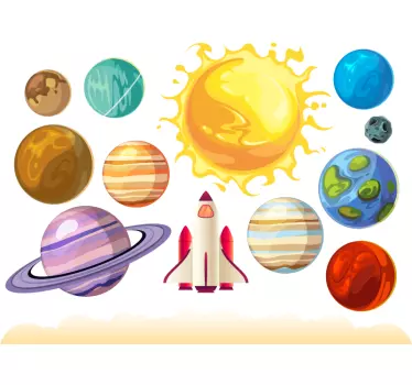 Naklejka na okno dla dzieci kosmos urocze planety - TenStickers
