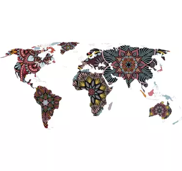 Naklejka mandala mapa świata - TenStickers