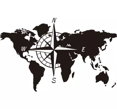 Naklejka na kampera mapa świata i kompas - TenStickers