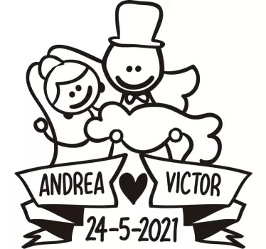 Naklejka na ślub para z imieniem - TenStickers