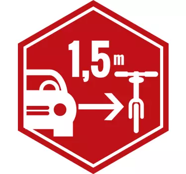 Naklejka na auto zachowaj odstęp od roweru - TenStickers