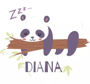 Naklejka dzikie zwierzę panda z imieniem - TenStickers